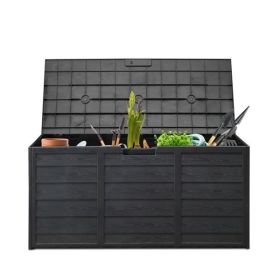 75gal 280L Outdoor Garden Plastic Storage Deck Box Chest Tools Cushions Toys Lockable Seat BLACK