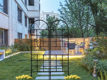 1Set (2pcs) Metal Garden Trellis for Climbing Plants Outdoor Rustproof Plant Support-Black