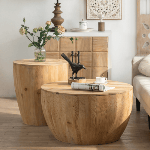 Vintage Style Bucket Shaped Coffee Table Set For Office, Dining Room And Living Room Vintage Style Bucket Shaped Coffee Table Set For Office, Dining Room And Living Room
