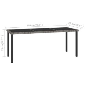 vidaXL Garden Dining Table Grey 180x70x73 cm Poly Rattan (Option: as picture)