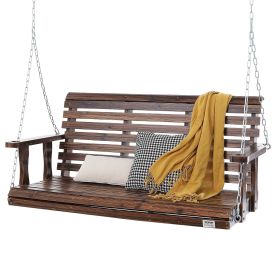 VEVOR Wooden Porch Swing 4.5 ft, Patio bench swing for Courtyard & Garden, Upgraded 880 lbs Strong Load Capacity (Seat Length: 4.5 ft, Color: Carbonization Color)