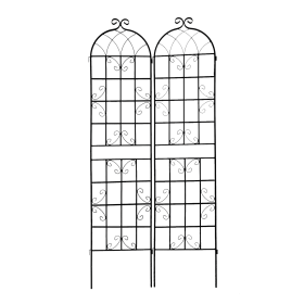 2 Pack Metal Garden Trellis 86.7" x 19.7" Rustproof Trellis for Climbing Plants Outdoor Flower Support Cream White (Color: as Pic)