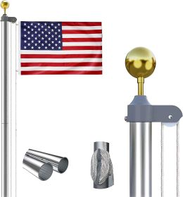 Metal 20-foot Flagpole (Color: Silver)